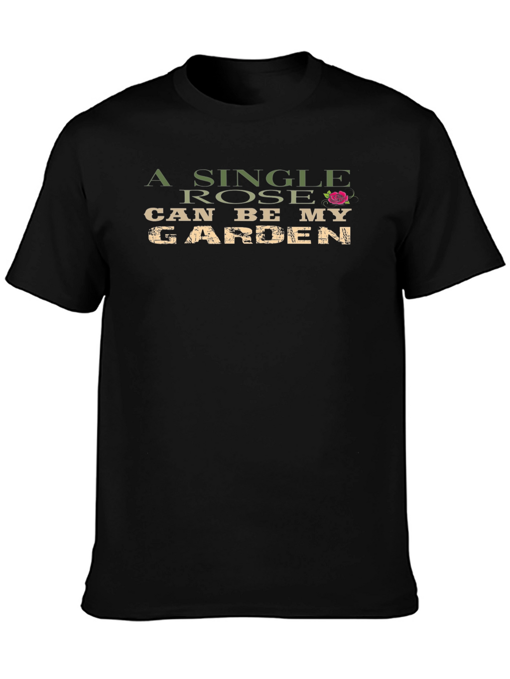 Single Rose Garden Black Graphic T-Shirt