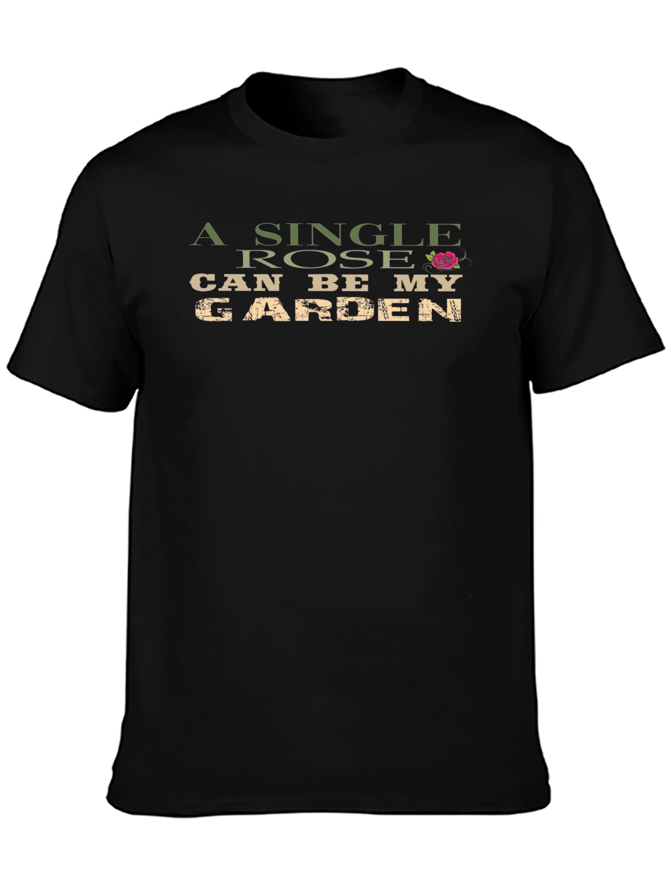 Single Rose Garden Black Graphic T-Shirt