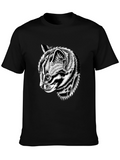 Black Graphic Tee with Cat Design