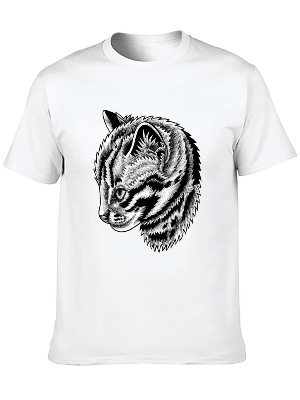 Black Graphic Tee with Cat Design