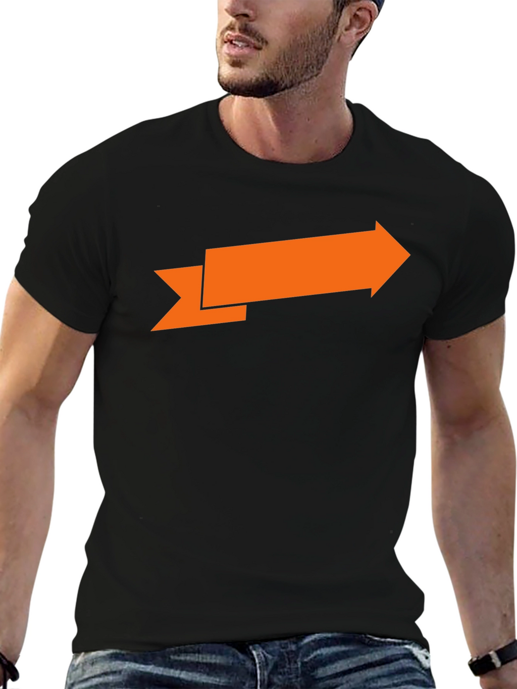 Arrow Graphic Tee - Black Cotton T-Shirt