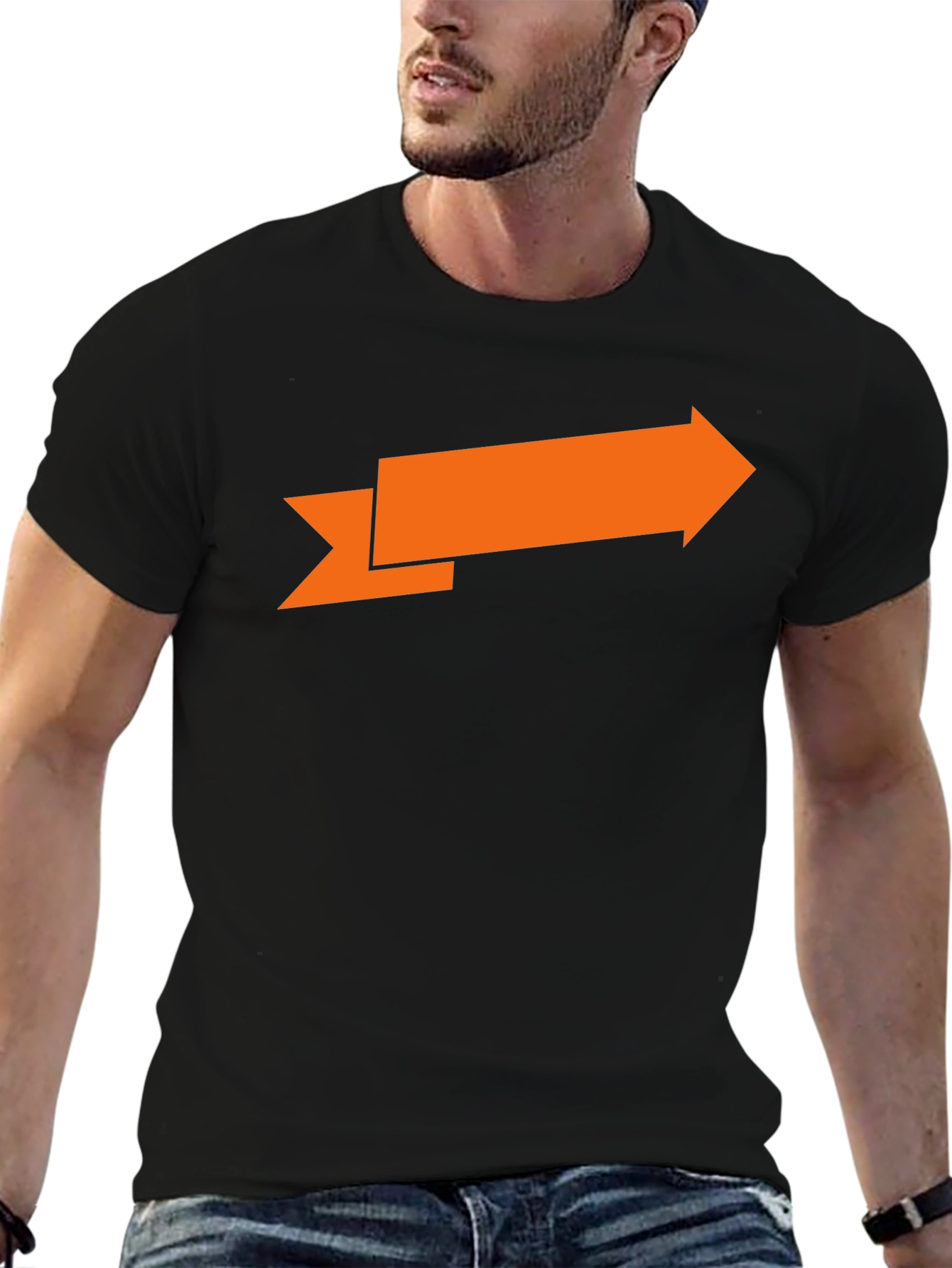 Arrow Graphic Tee - Black Cotton T-Shirt