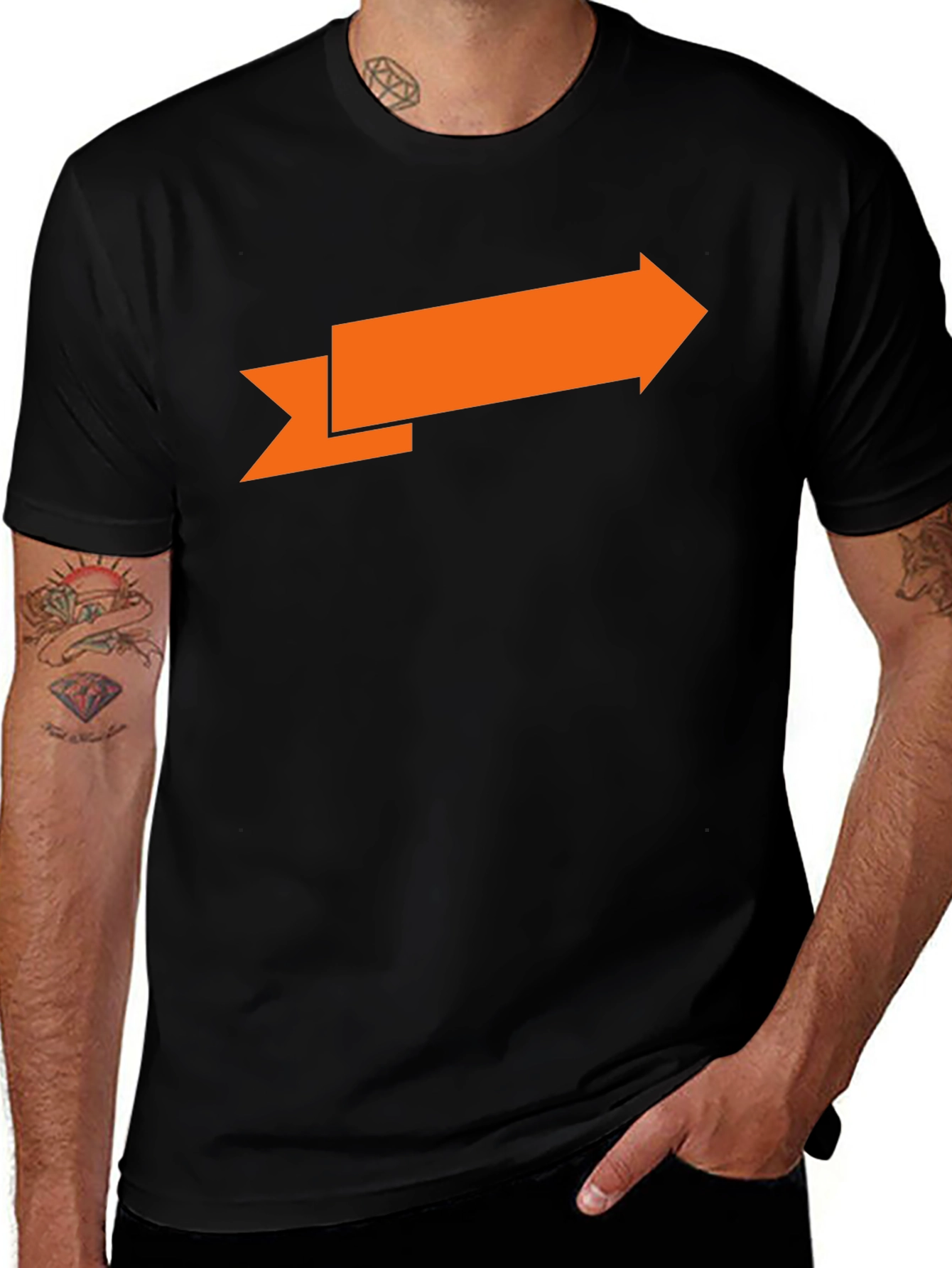 Arrow Graphic Tee - Black Cotton T-Shirt