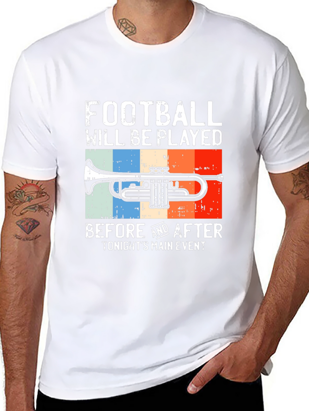 Football and Trumpet Graphic Tee - Black