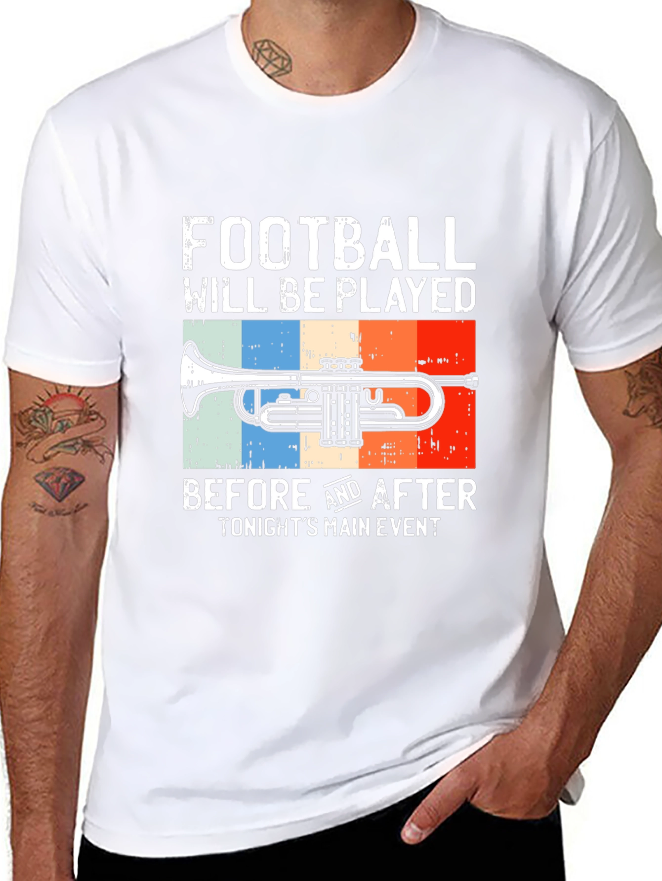 Football and Trumpet Graphic Tee - Black