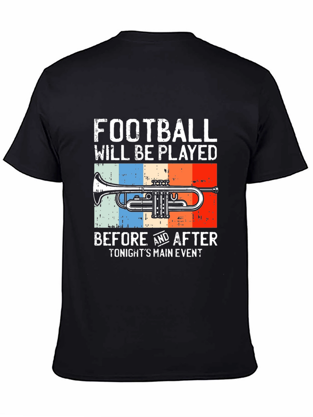 Football and Trumpet Graphic Tee - Black