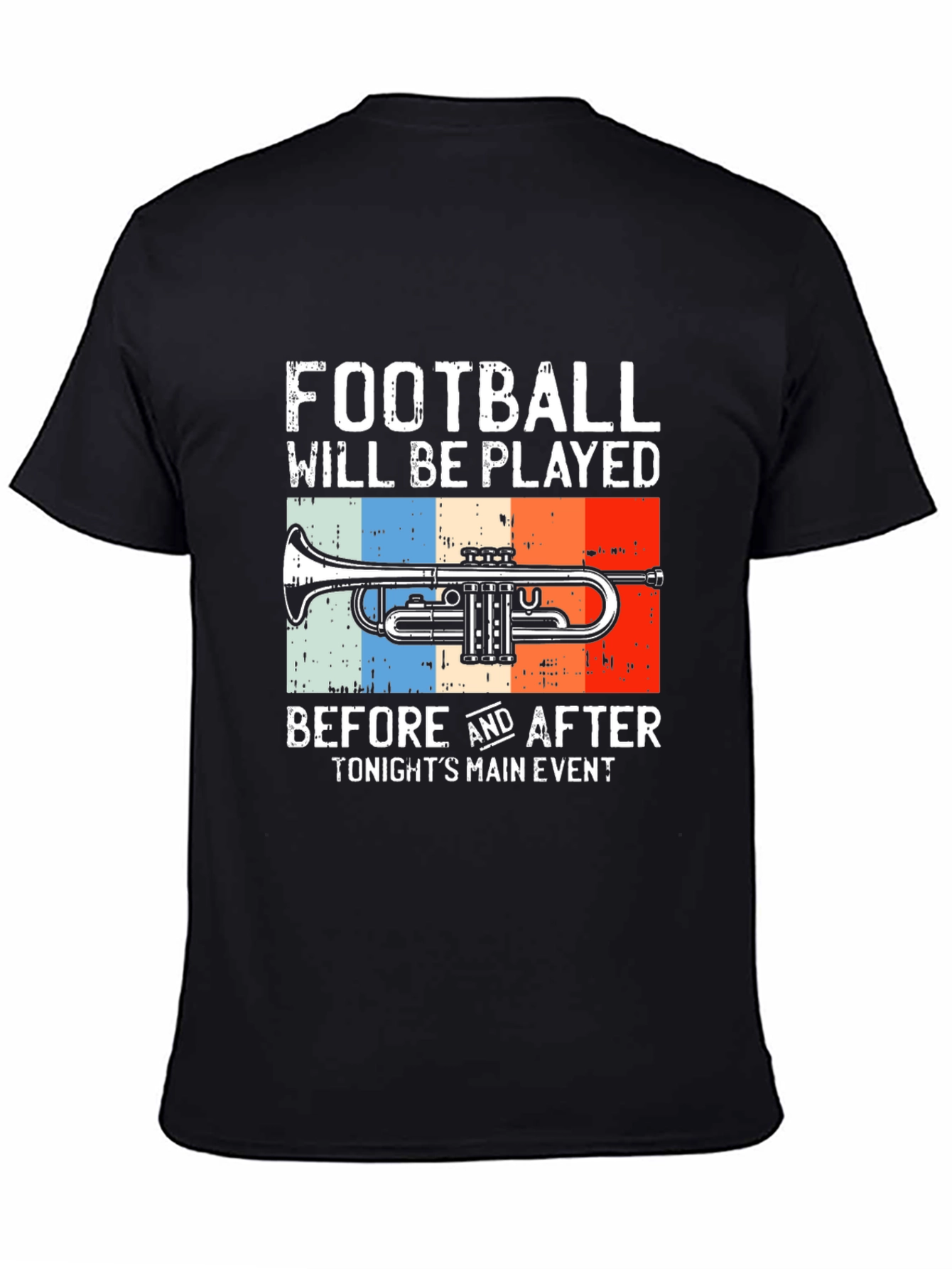 Football and Trumpet Graphic Tee - Black