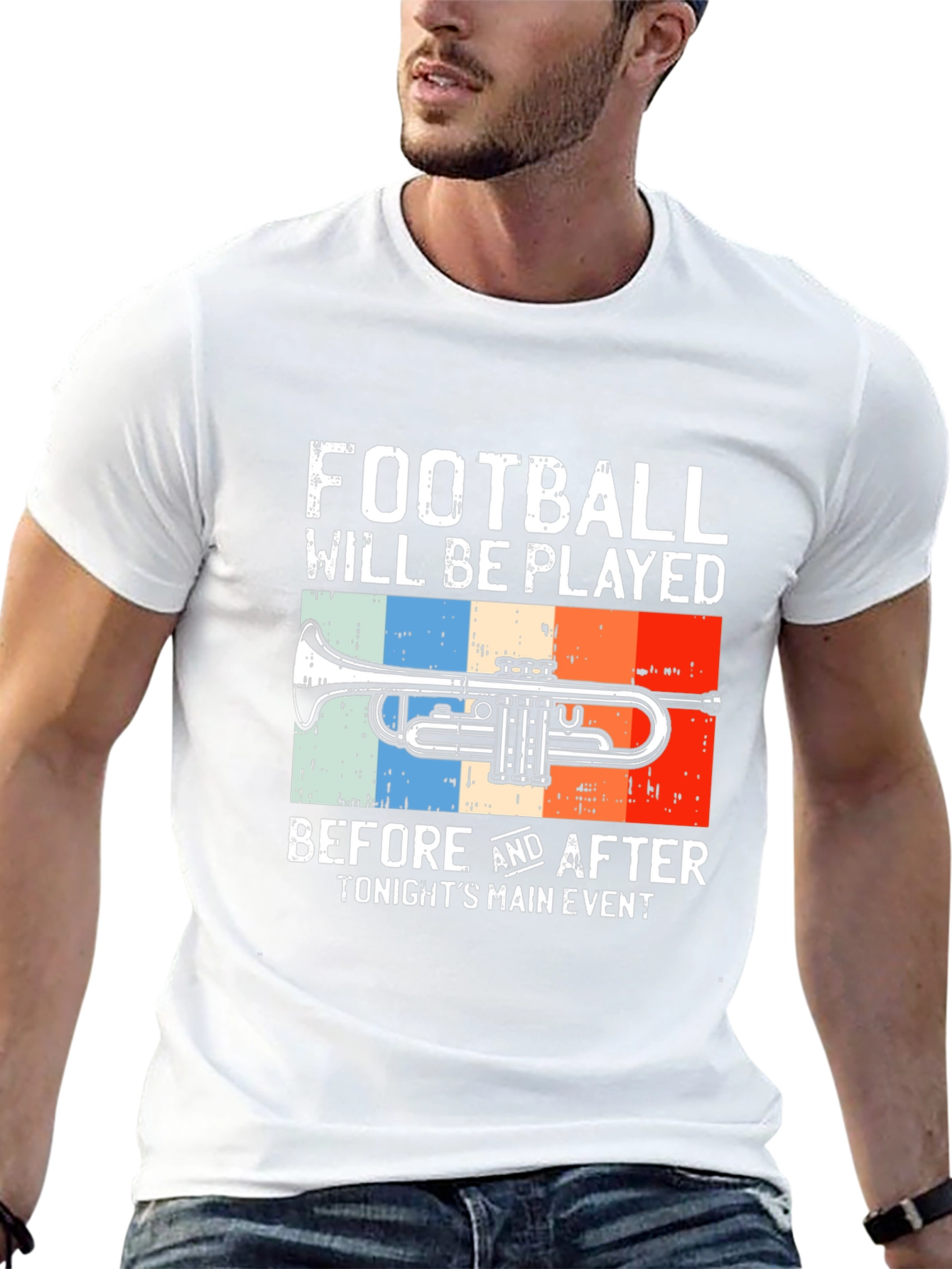 Football and Trumpet Graphic Tee - Black