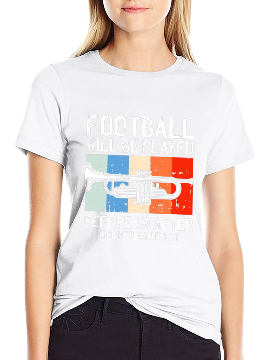 Football and Trumpet Graphic Tee - Black
