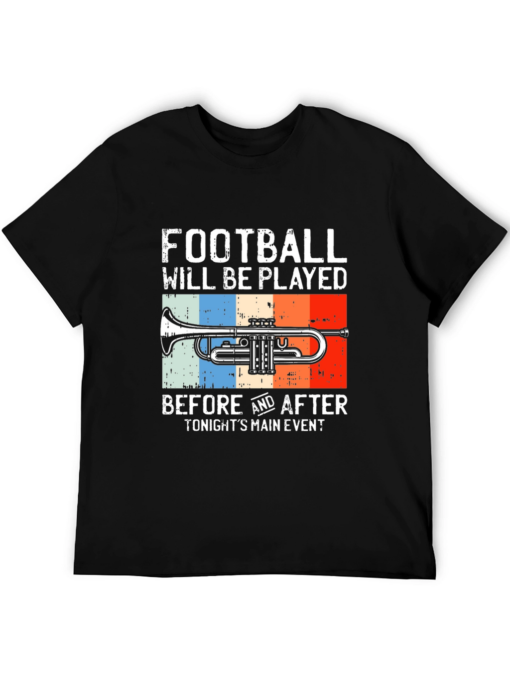 Football and Trumpet Graphic Tee - Black
