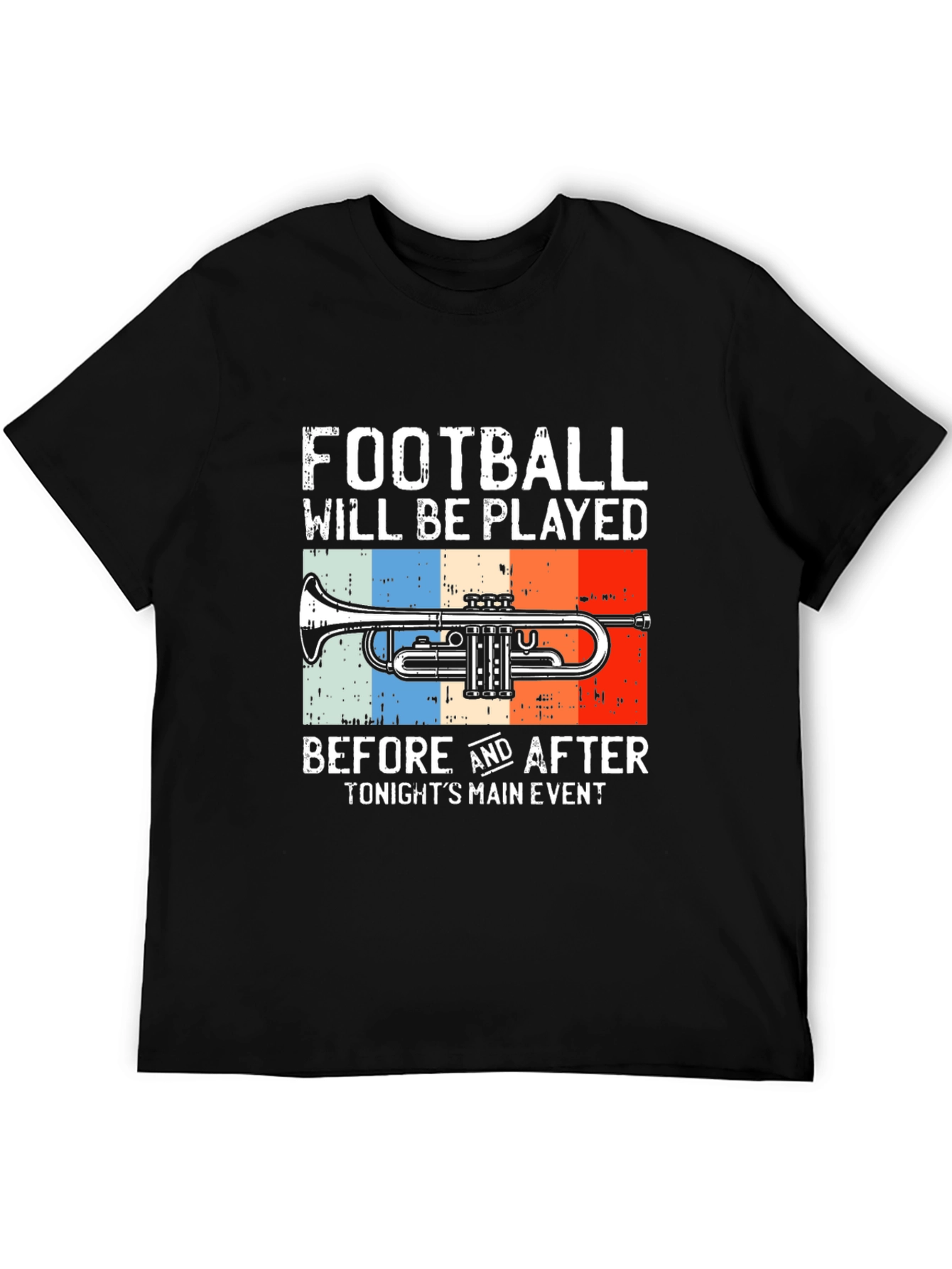 Football and Trumpet Graphic Tee - Black