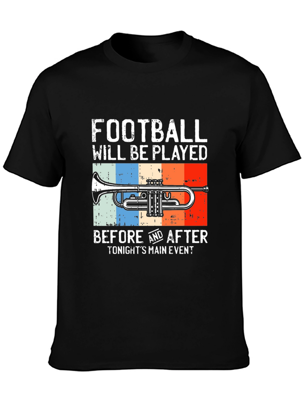 Football and Trumpet Graphic Tee - Black