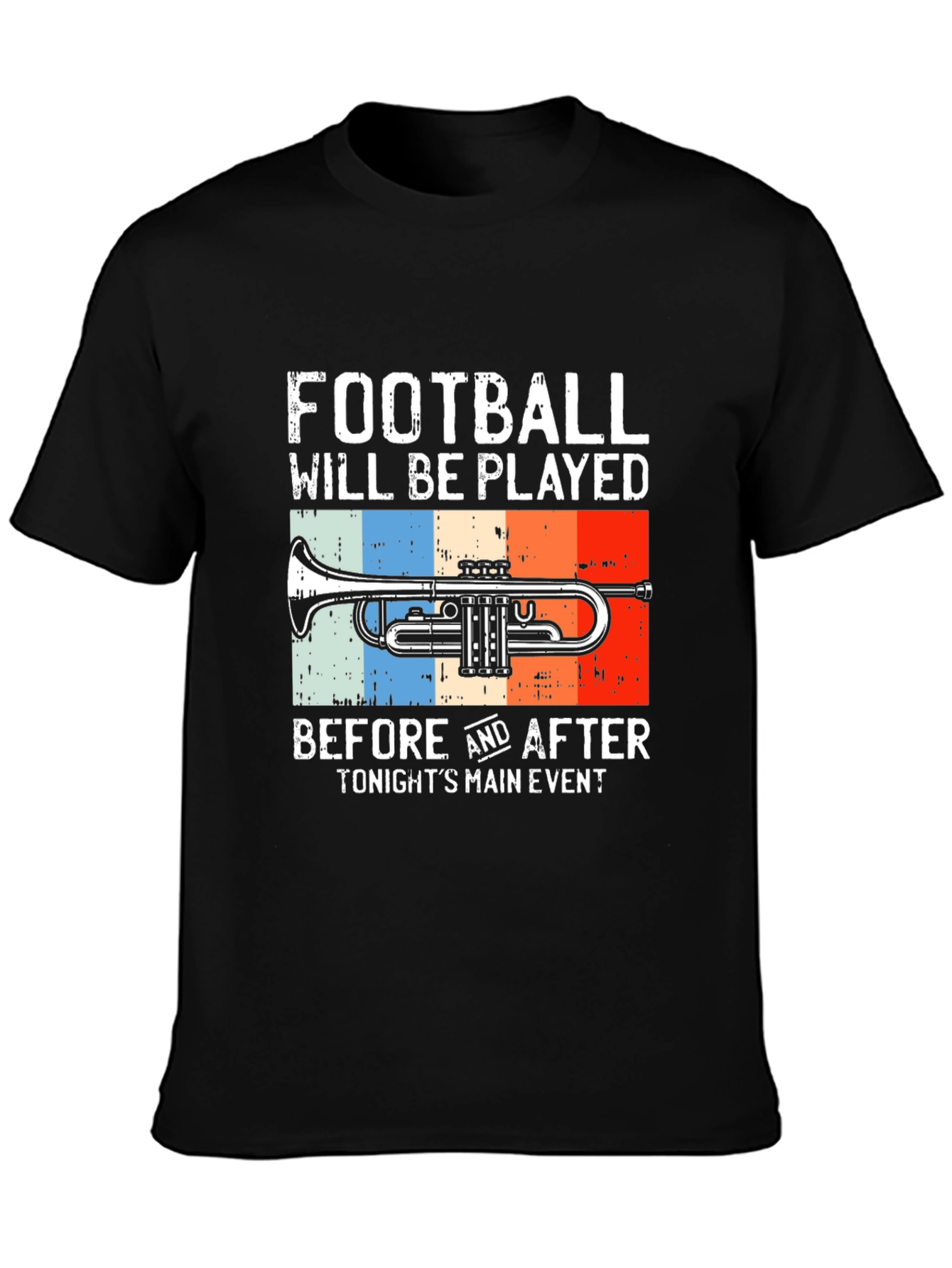 Football and Trumpet Graphic Tee - Black