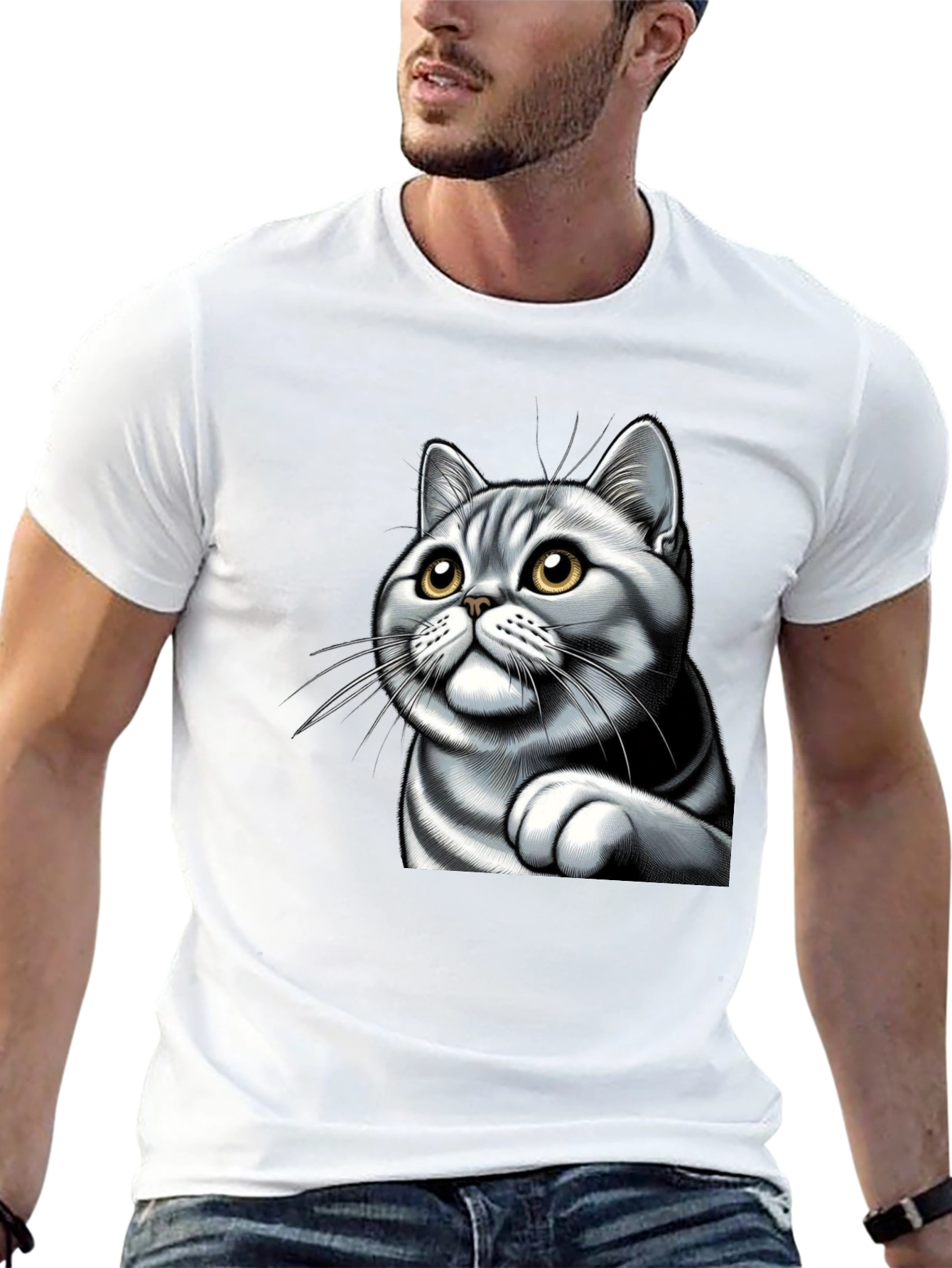 Cat Graphic Tee - Cute Kitten Design
