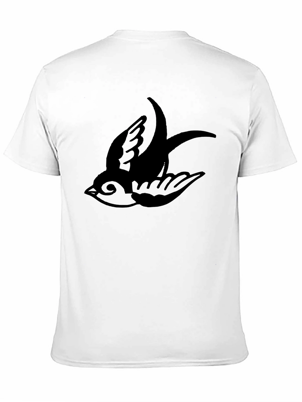 Mens Black T-Shirt with Swallow Bird Print
