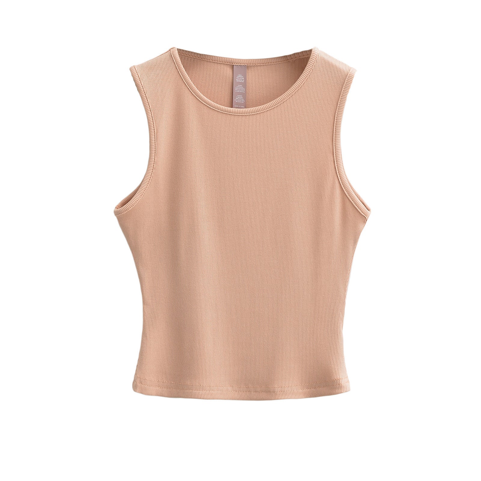 Sleeveless round neck cropped short vest