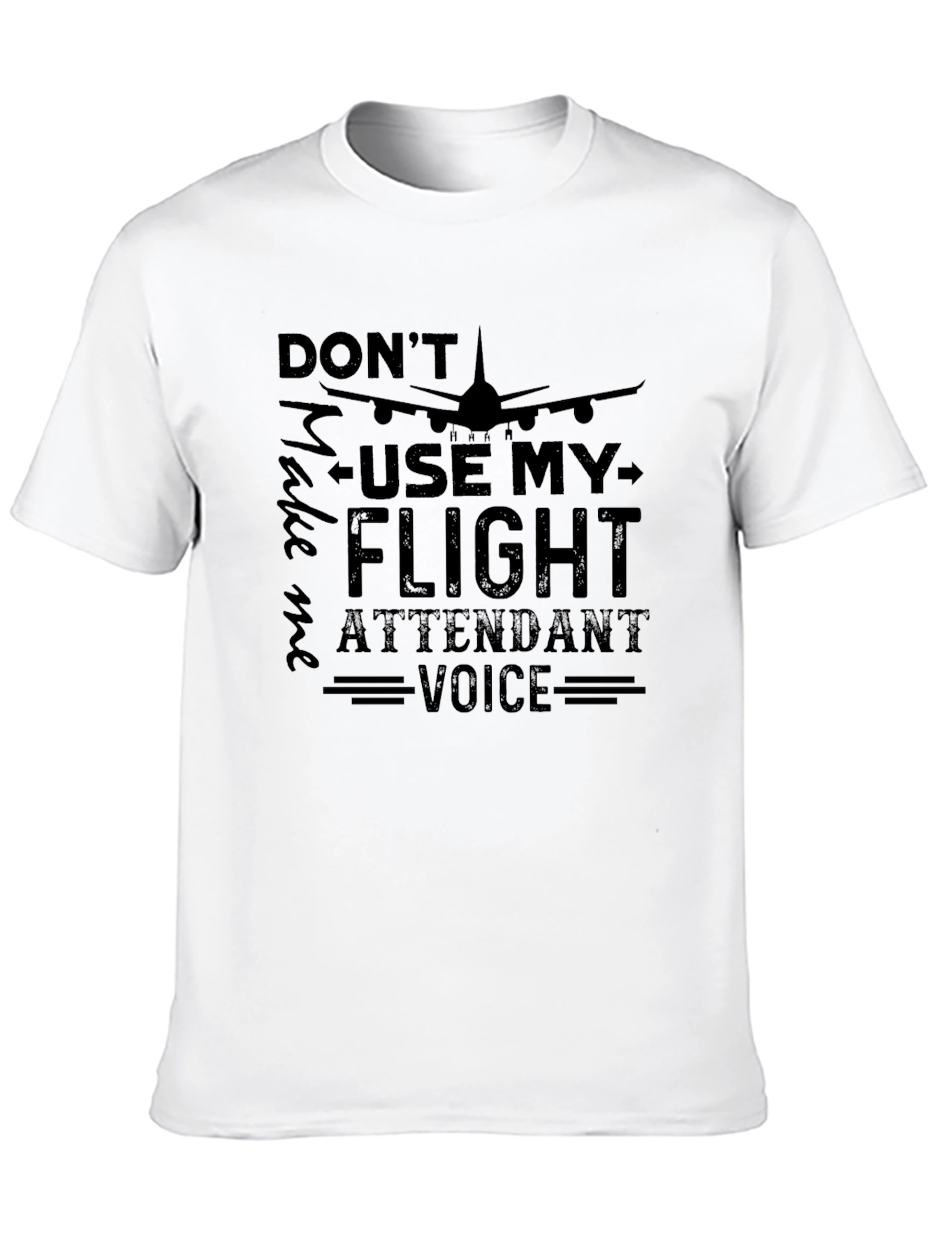 Flight Attendant Voice T-Shirt - Black Crew Neck Tee
