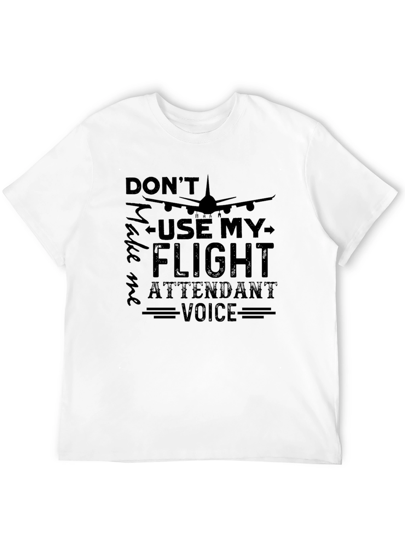 Flight Attendant Voice T-Shirt - Black Crew Neck Tee