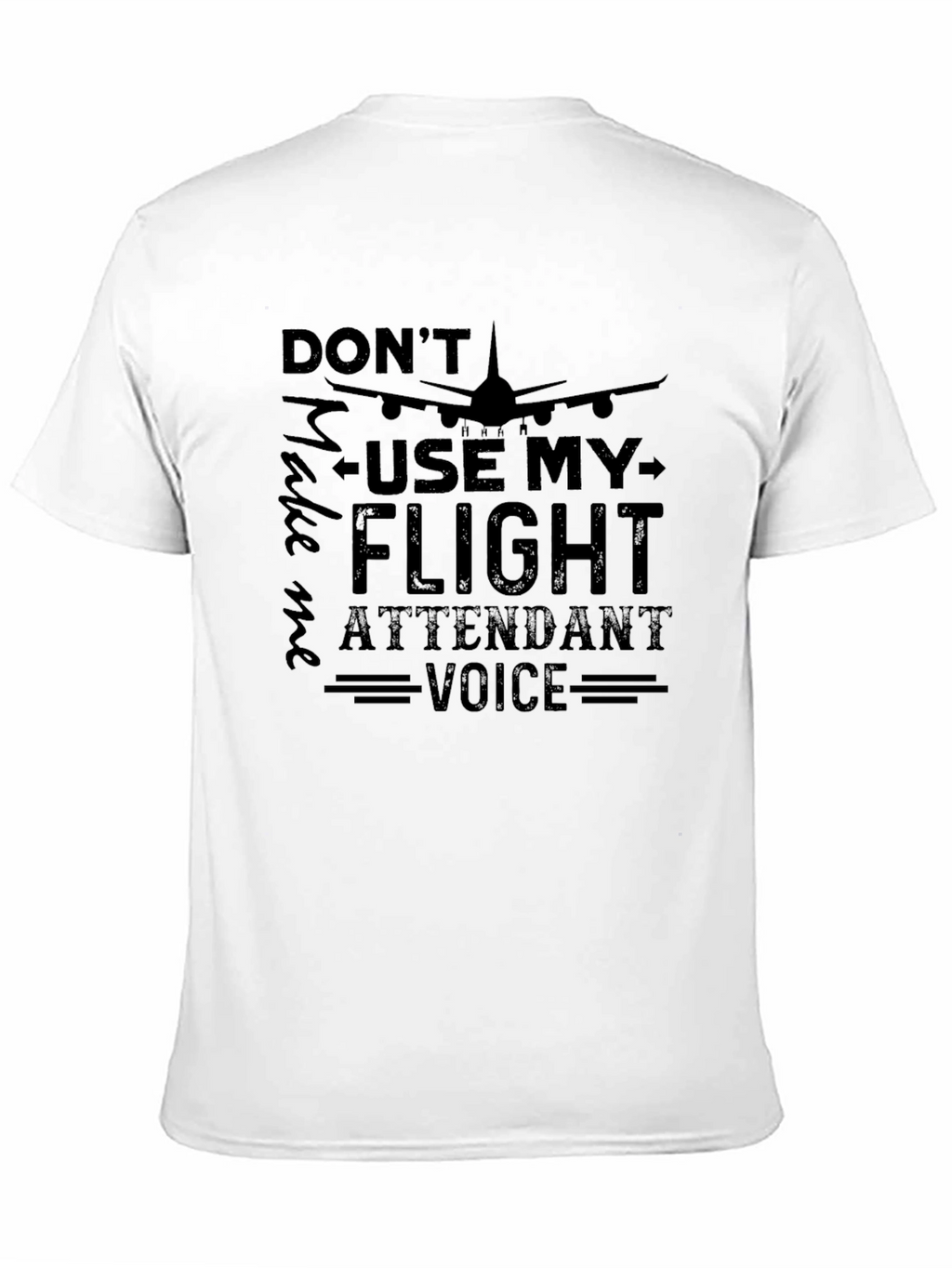 Flight Attendant Voice T-Shirt - Black Crew Neck Tee