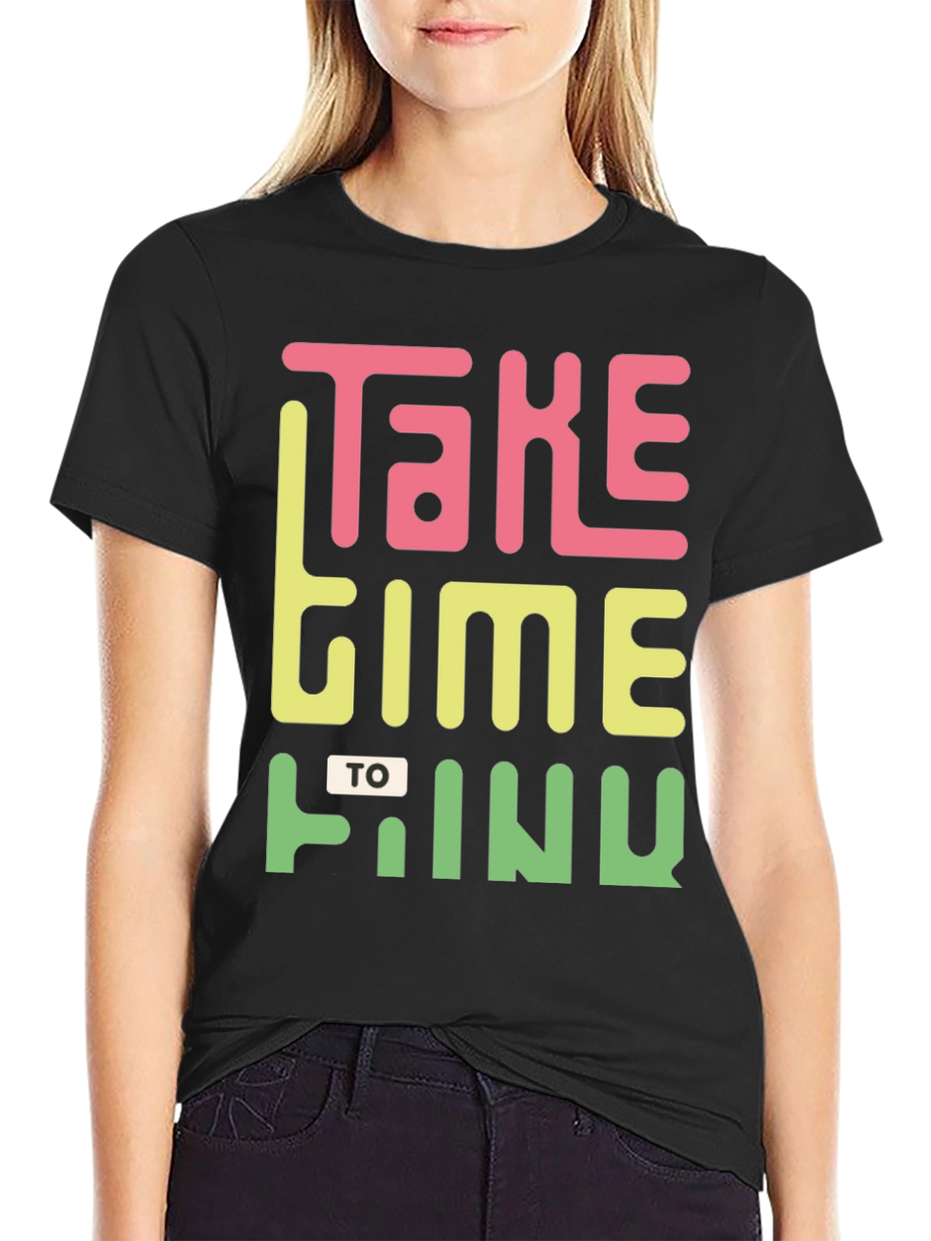 Take Time to Think Graphic Tee - Black Cotton Casual Shirt