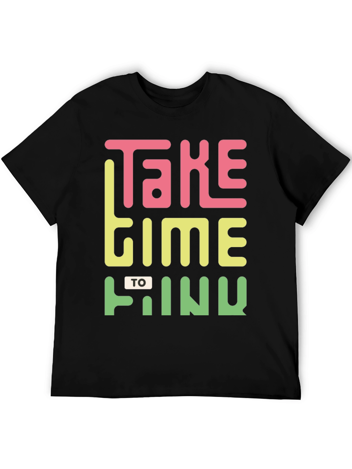 Take Time to Think Graphic Tee - Black Cotton Casual Shirt