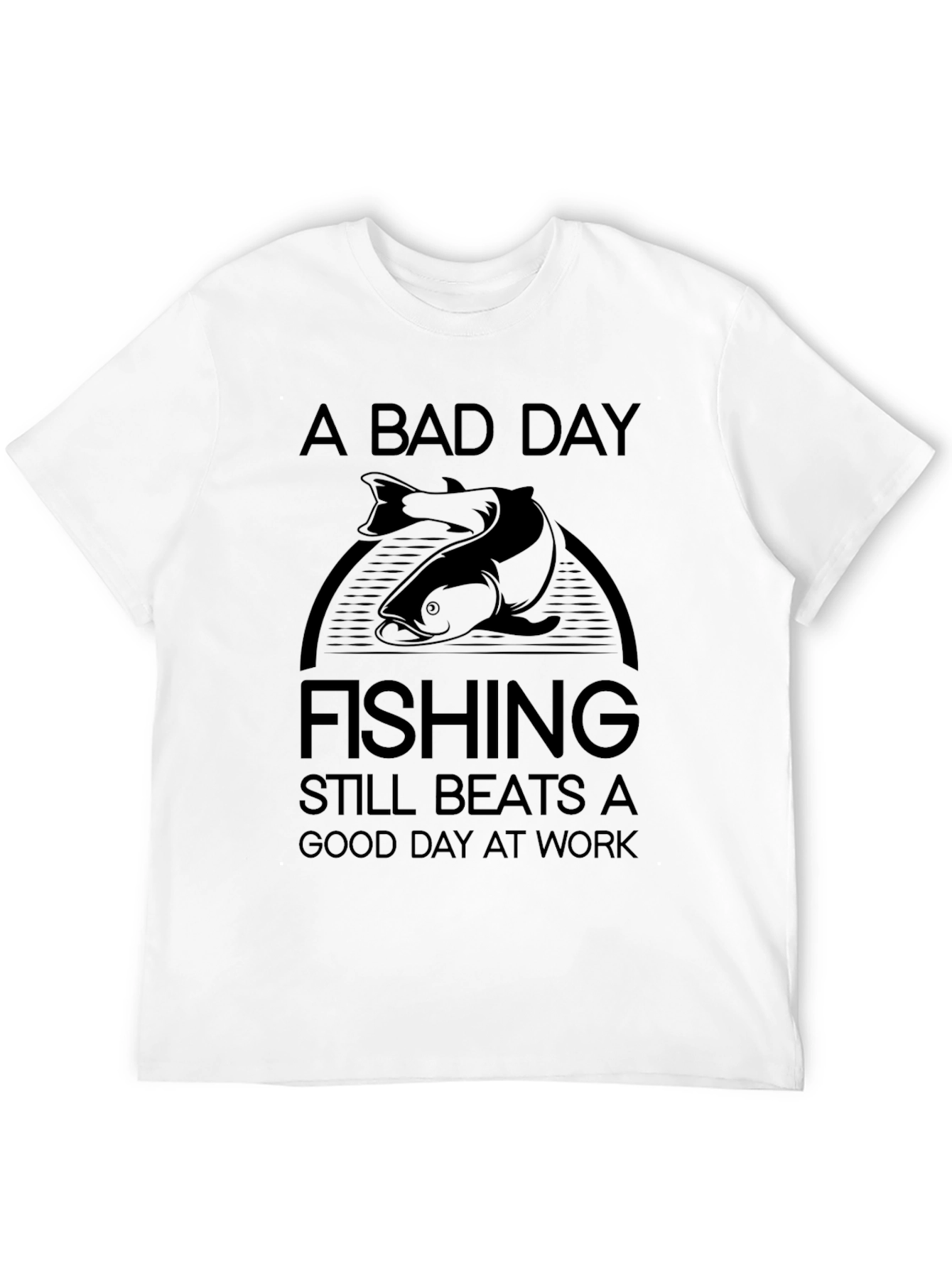 Fishing Beats Work Black Graphic Tee