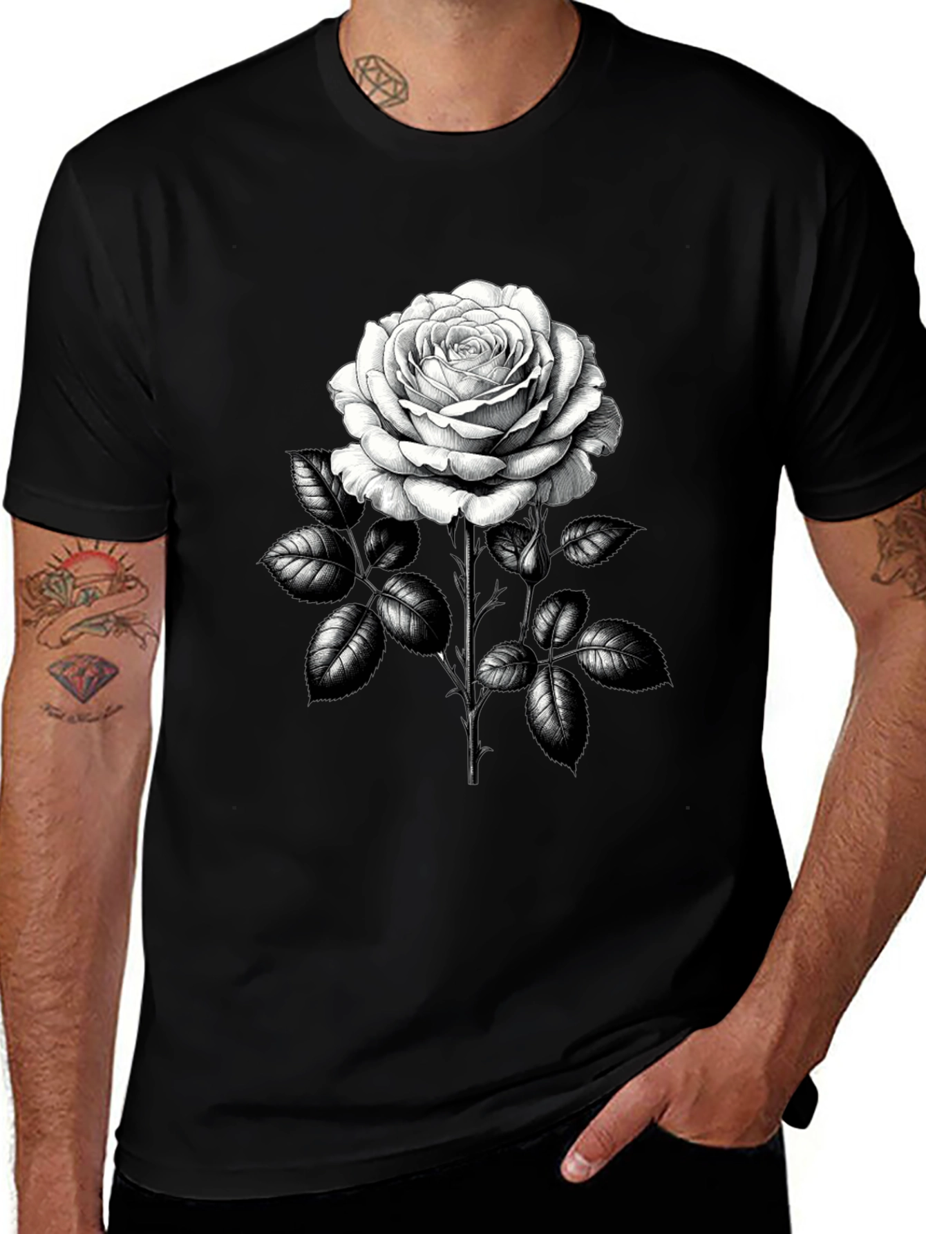 Rose Graphic Tee - Classic Black