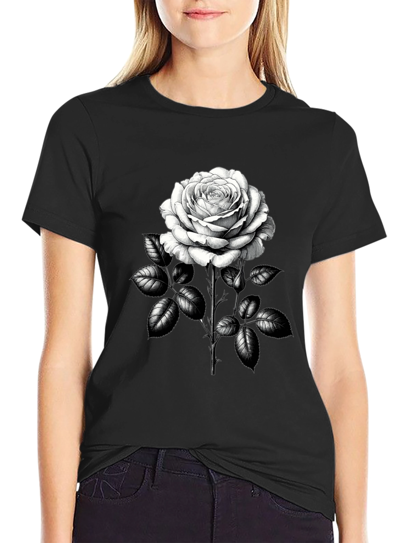 Rose Graphic Tee - Classic Black