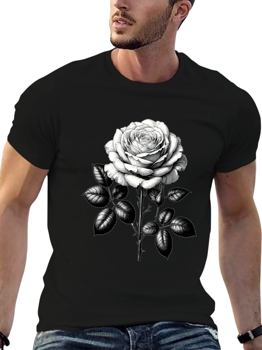 Rose Graphic Tee - Classic Black