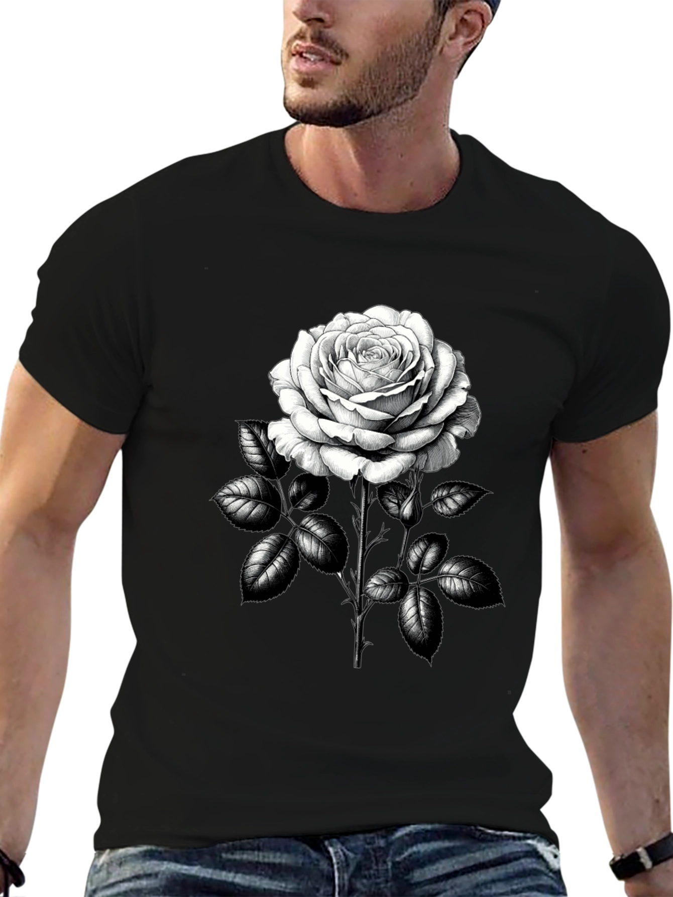 Rose Graphic Tee - Classic Black