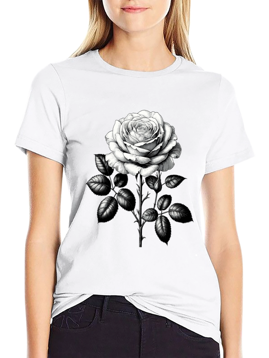 Rose Graphic Tee - Classic Black
