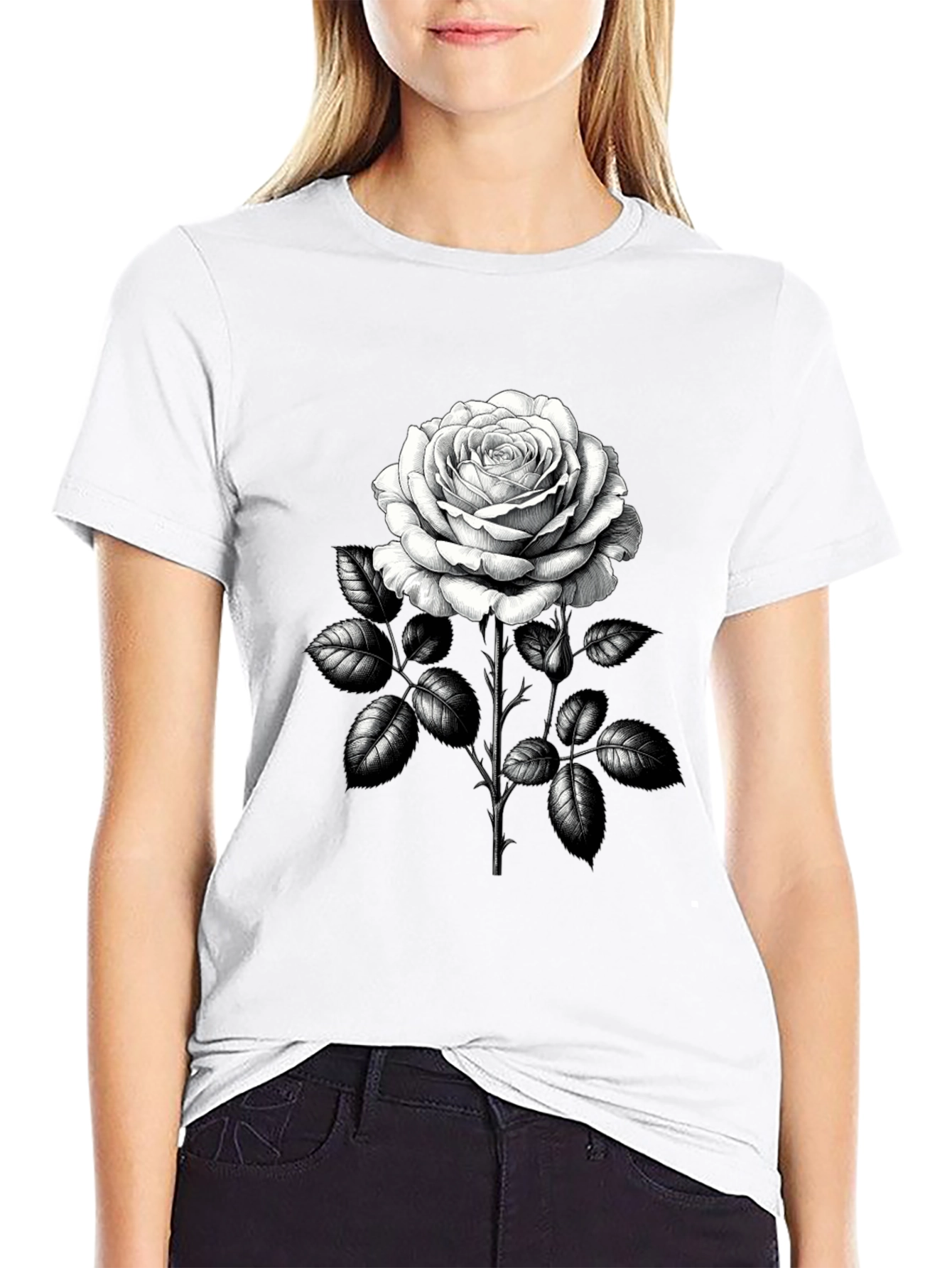 Rose Graphic Tee - Classic Black