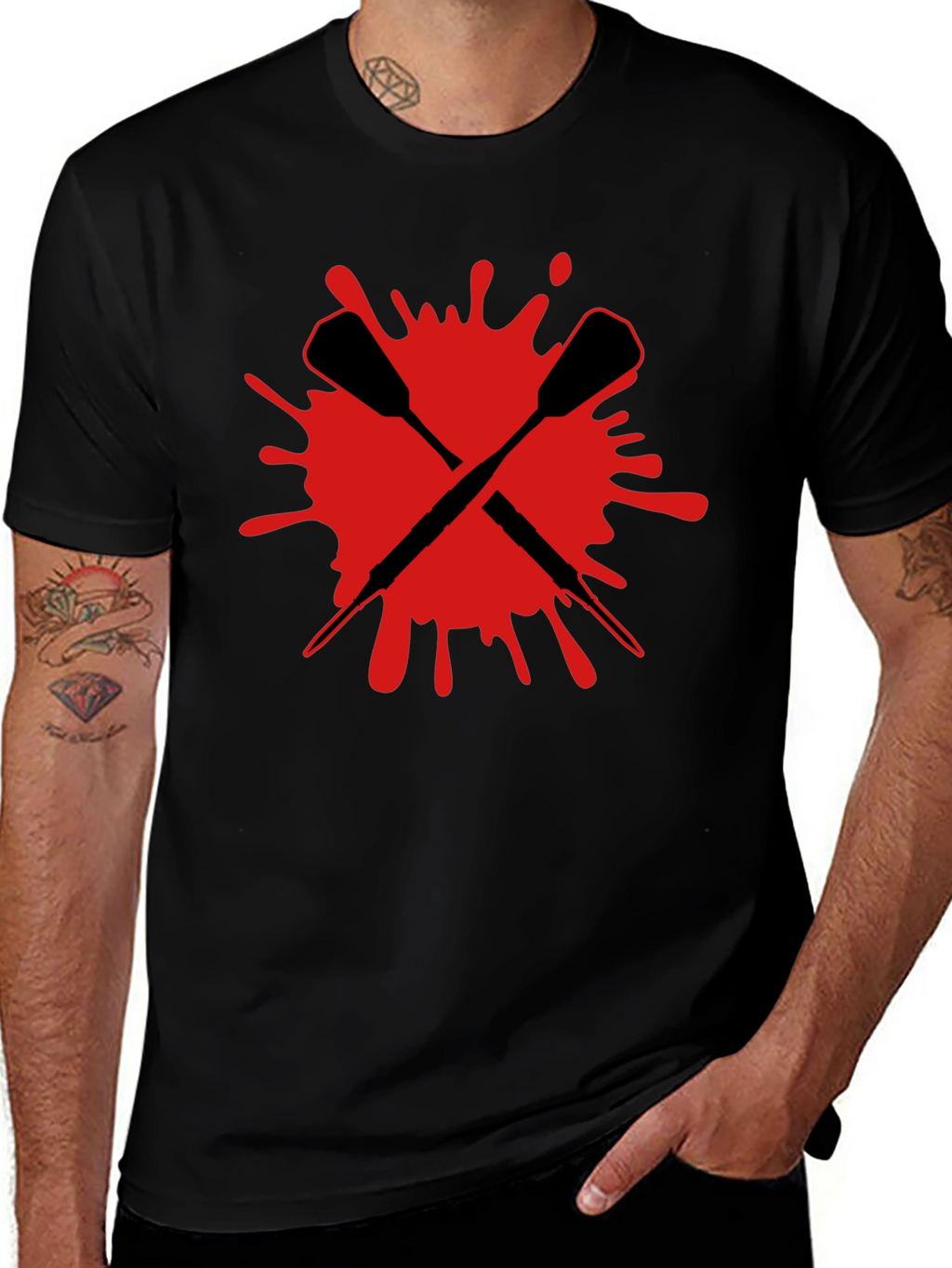 Crossed Darts Graphic Tee - Bold Black T-Shirt