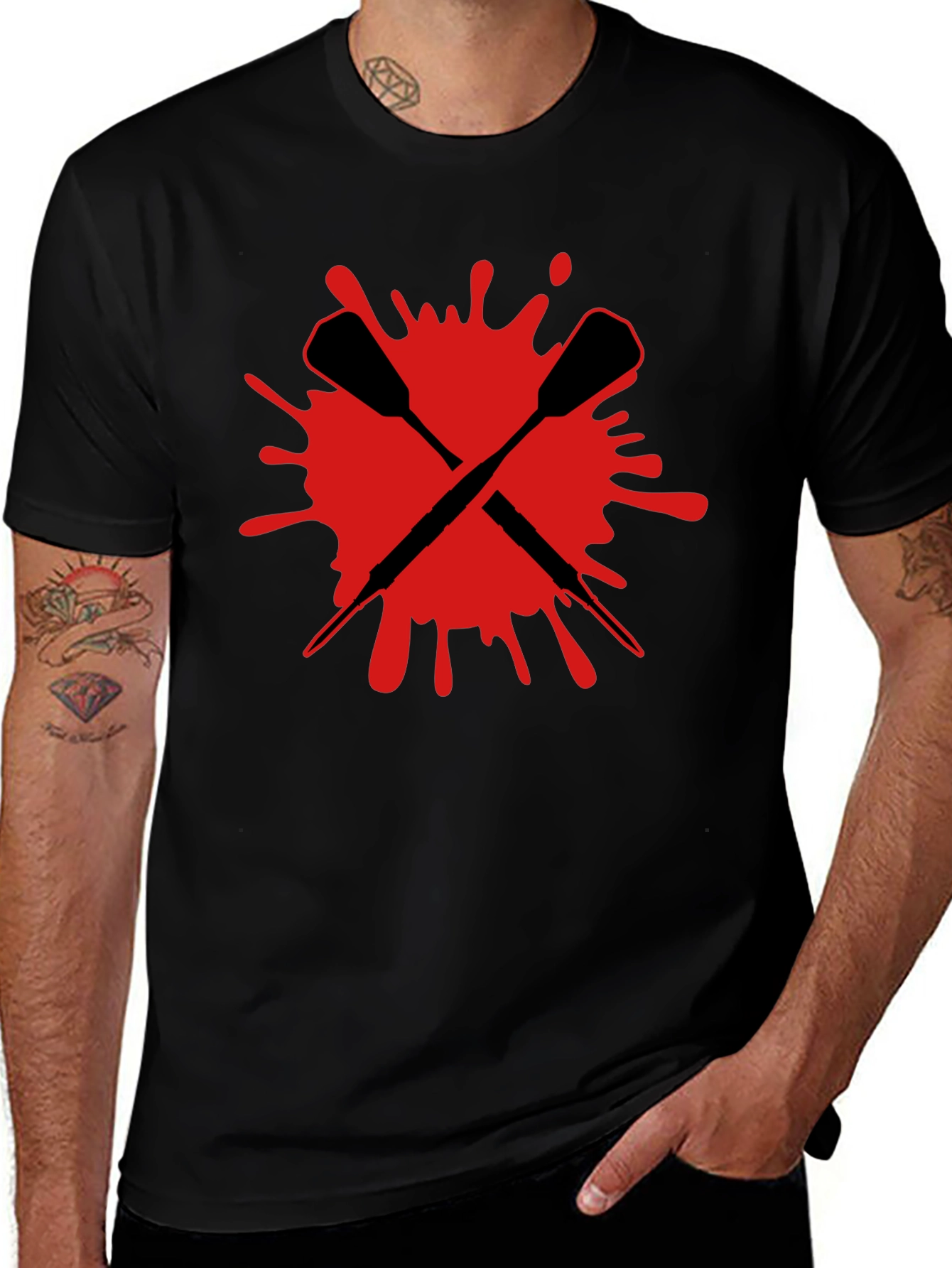 Crossed Darts Graphic Tee - Bold Black T-Shirt