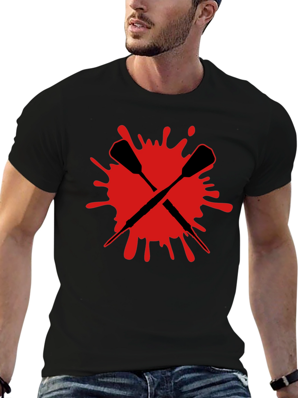Crossed Darts Graphic Tee - Bold Black T-Shirt