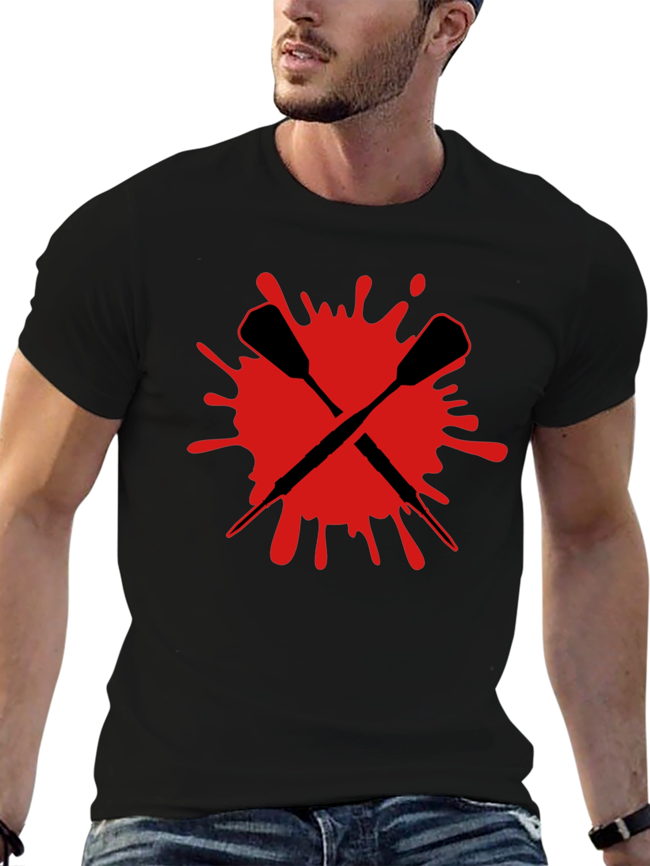 Crossed Darts Graphic Tee - Bold Black T-Shirt