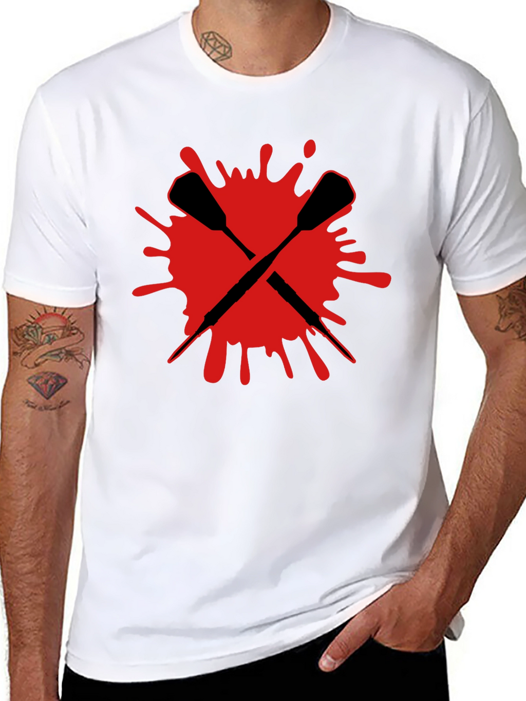Crossed Darts Graphic Tee - Bold Black T-Shirt
