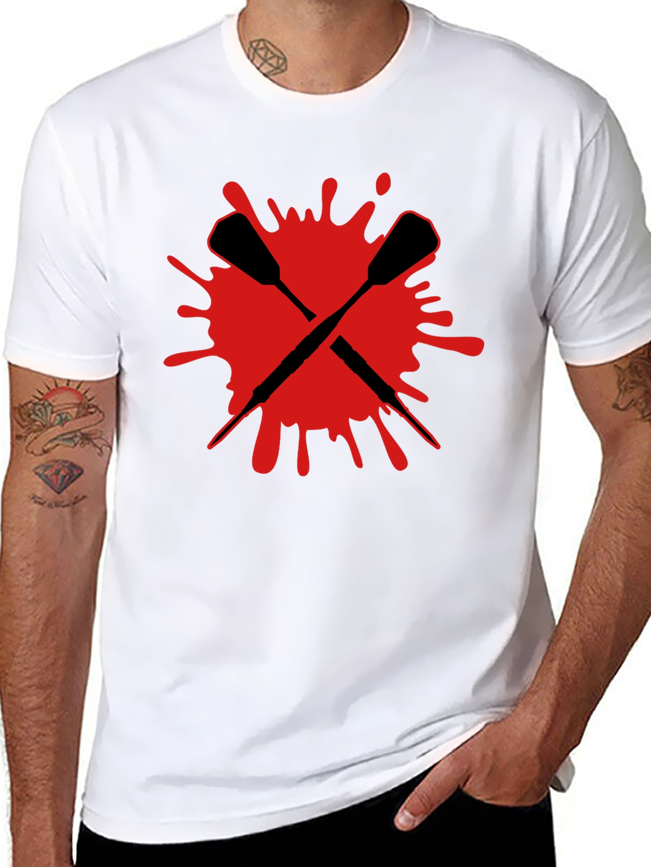 Crossed Darts Graphic Tee - Bold Black T-Shirt