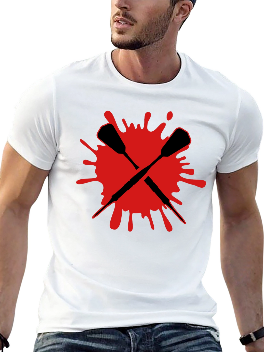 Crossed Darts Graphic Tee - Bold Black T-Shirt