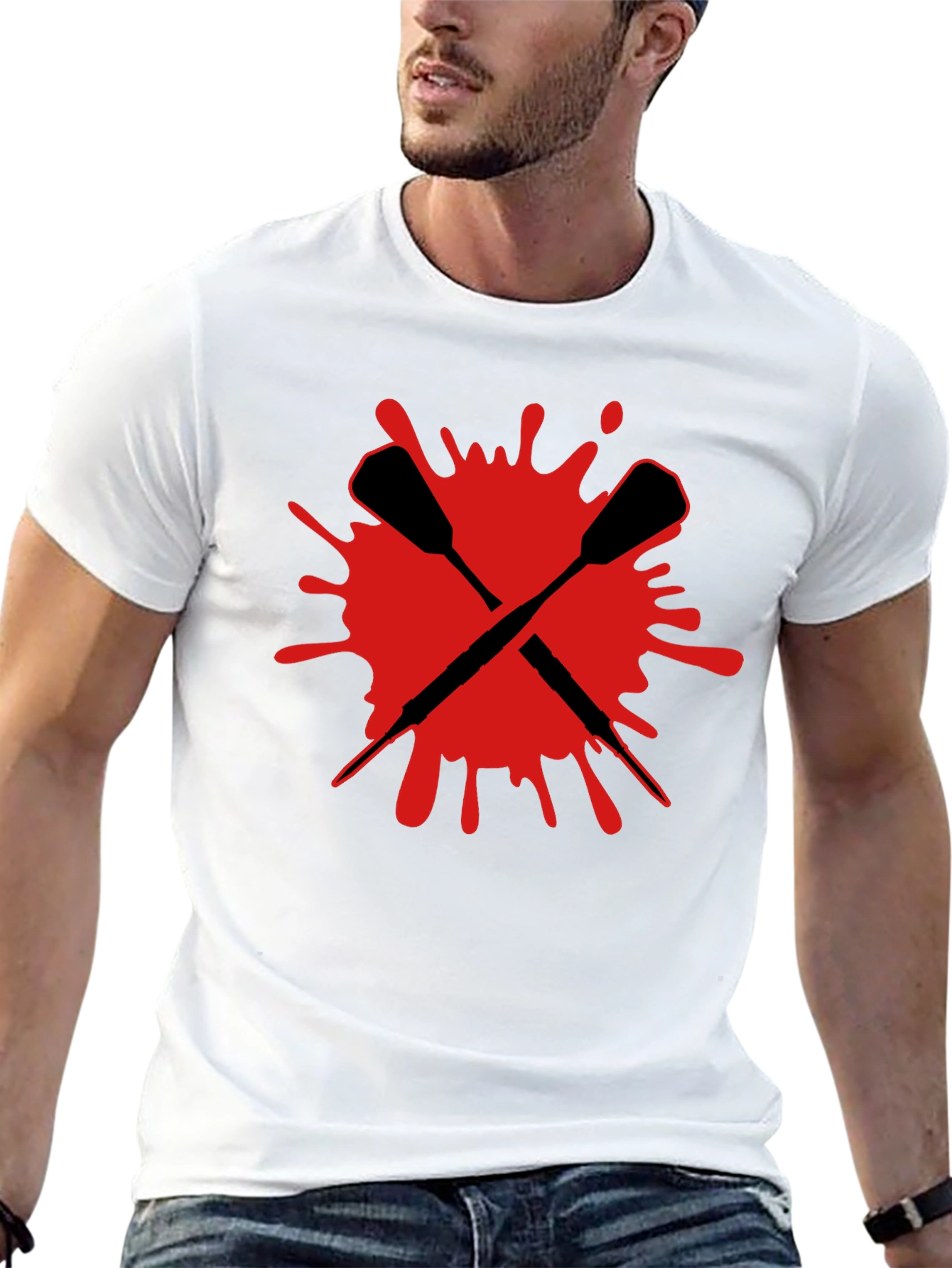 Crossed Darts Graphic Tee - Bold Black T-Shirt