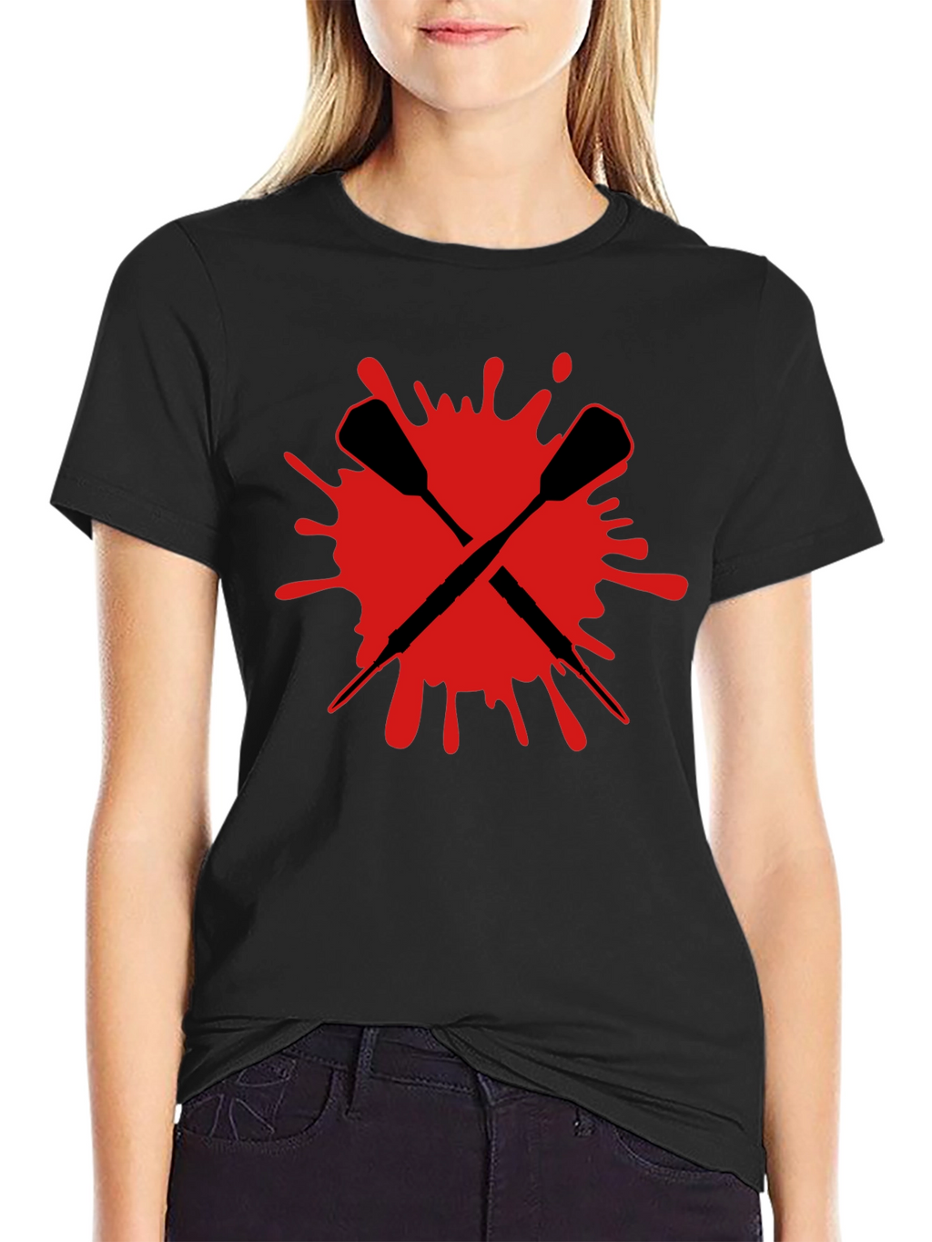 Crossed Darts Graphic Tee - Bold Black T-Shirt