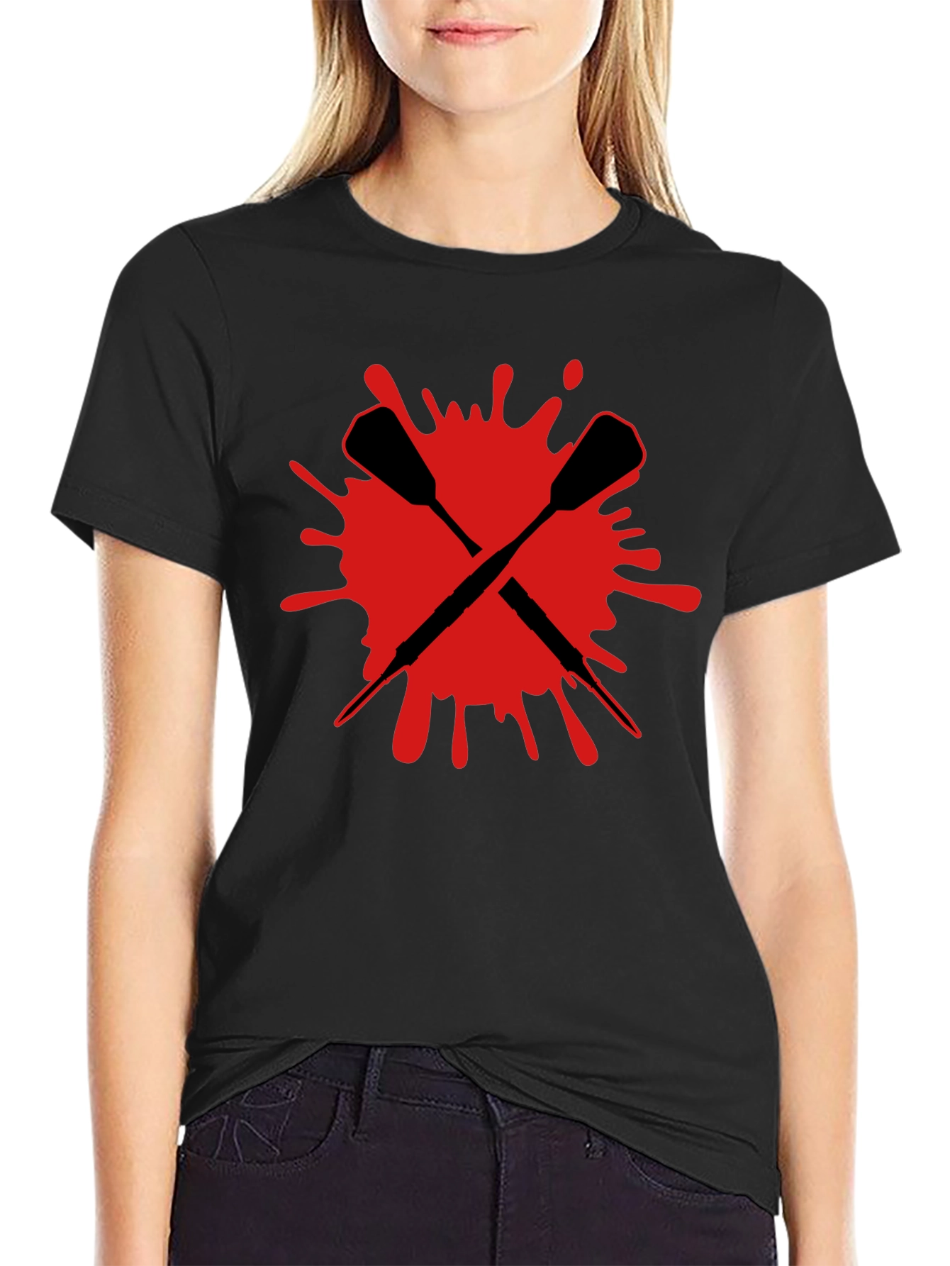 Crossed Darts Graphic Tee - Bold Black T-Shirt