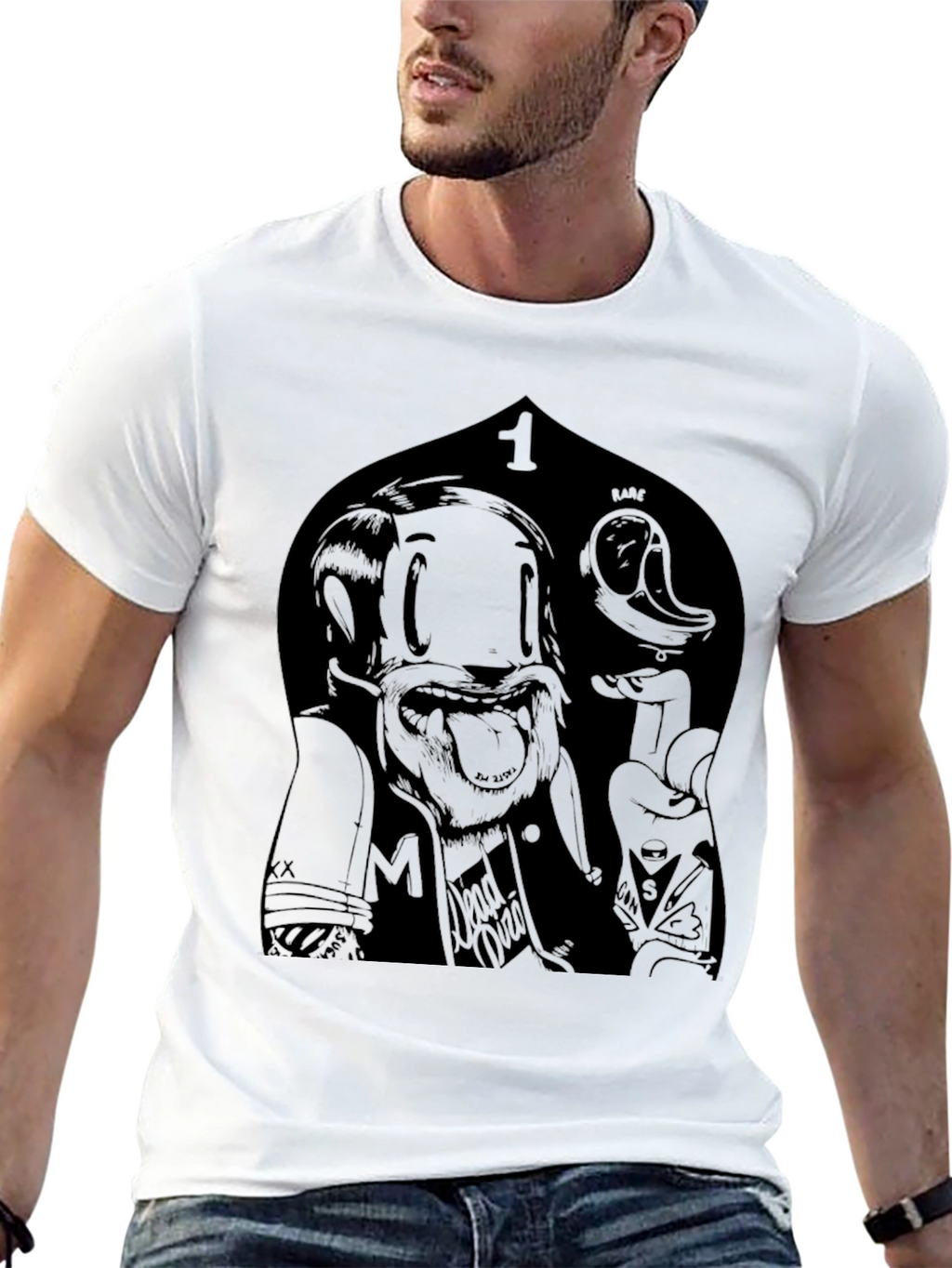 Edgy Cartoon Graphic Black T-Shirt