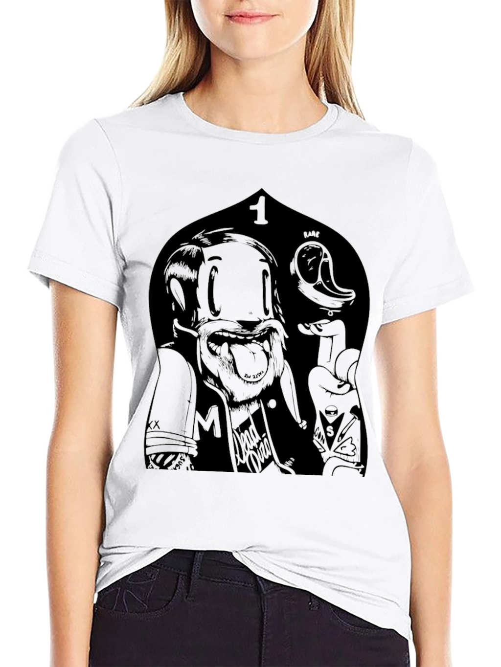 Edgy Cartoon Graphic Black T-Shirt