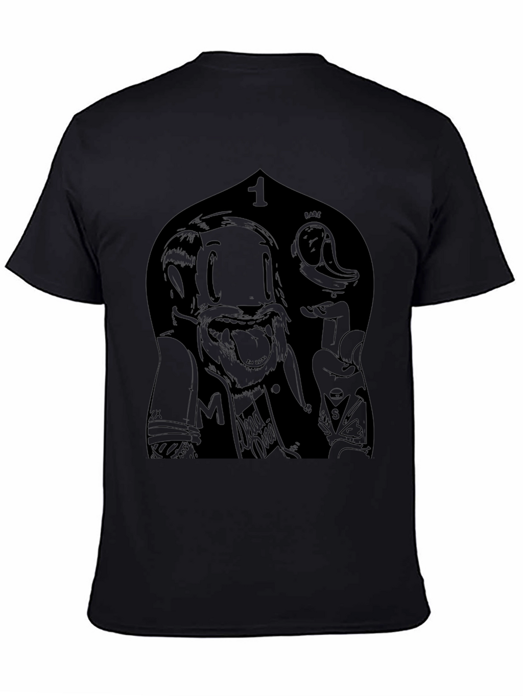 Edgy Cartoon Graphic Black T-Shirt