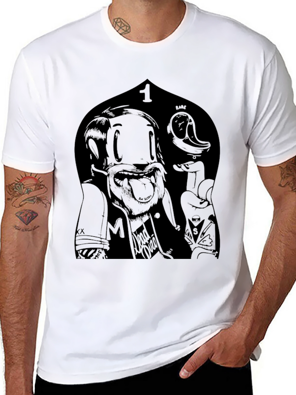 Edgy Cartoon Graphic Black T-Shirt