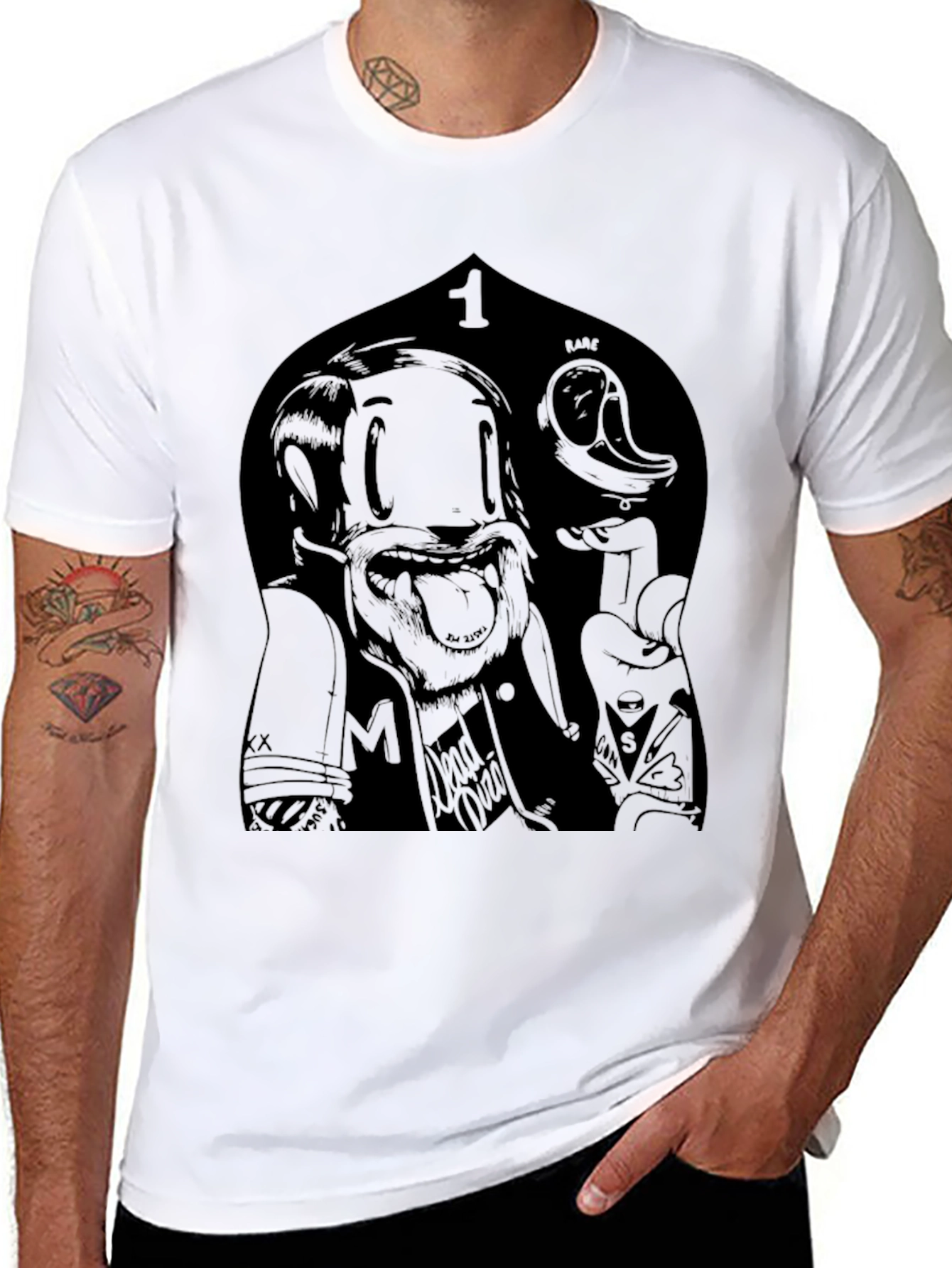 Edgy Cartoon Graphic Black T-Shirt