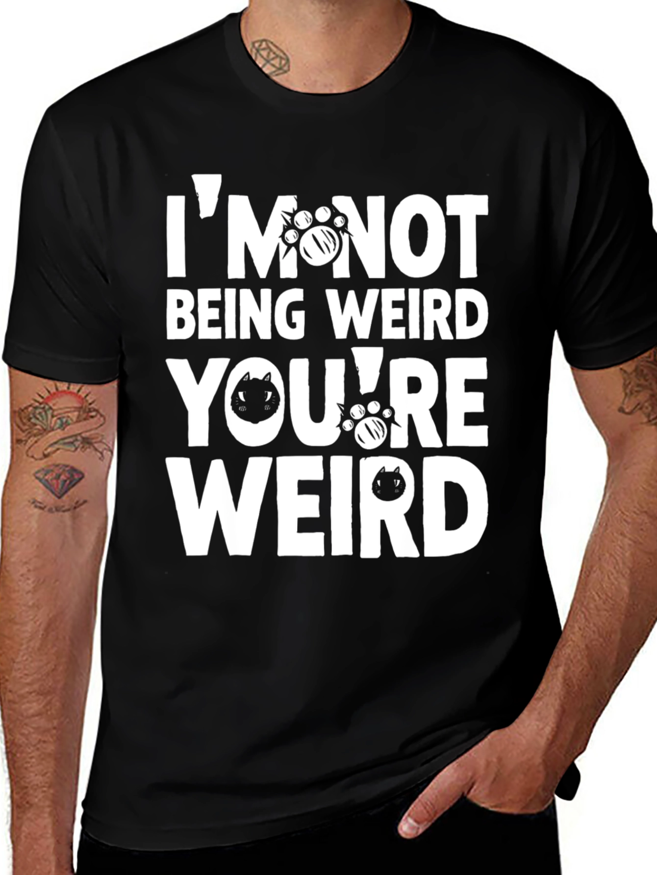 Funny Cat Lover Graphic T-Shirt - Im Not Being Weird