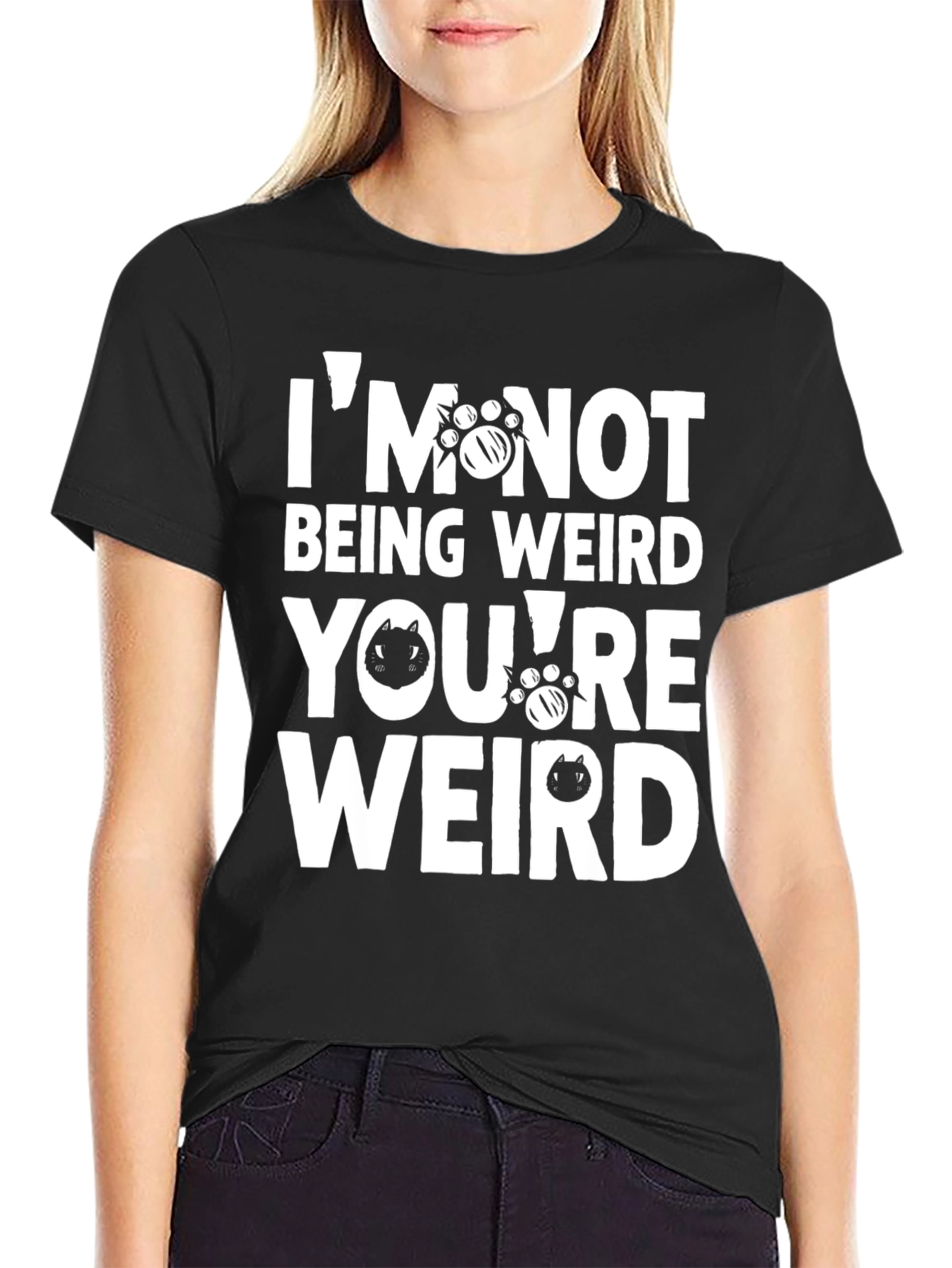 Funny Cat Lover Graphic T-Shirt - Im Not Being Weird