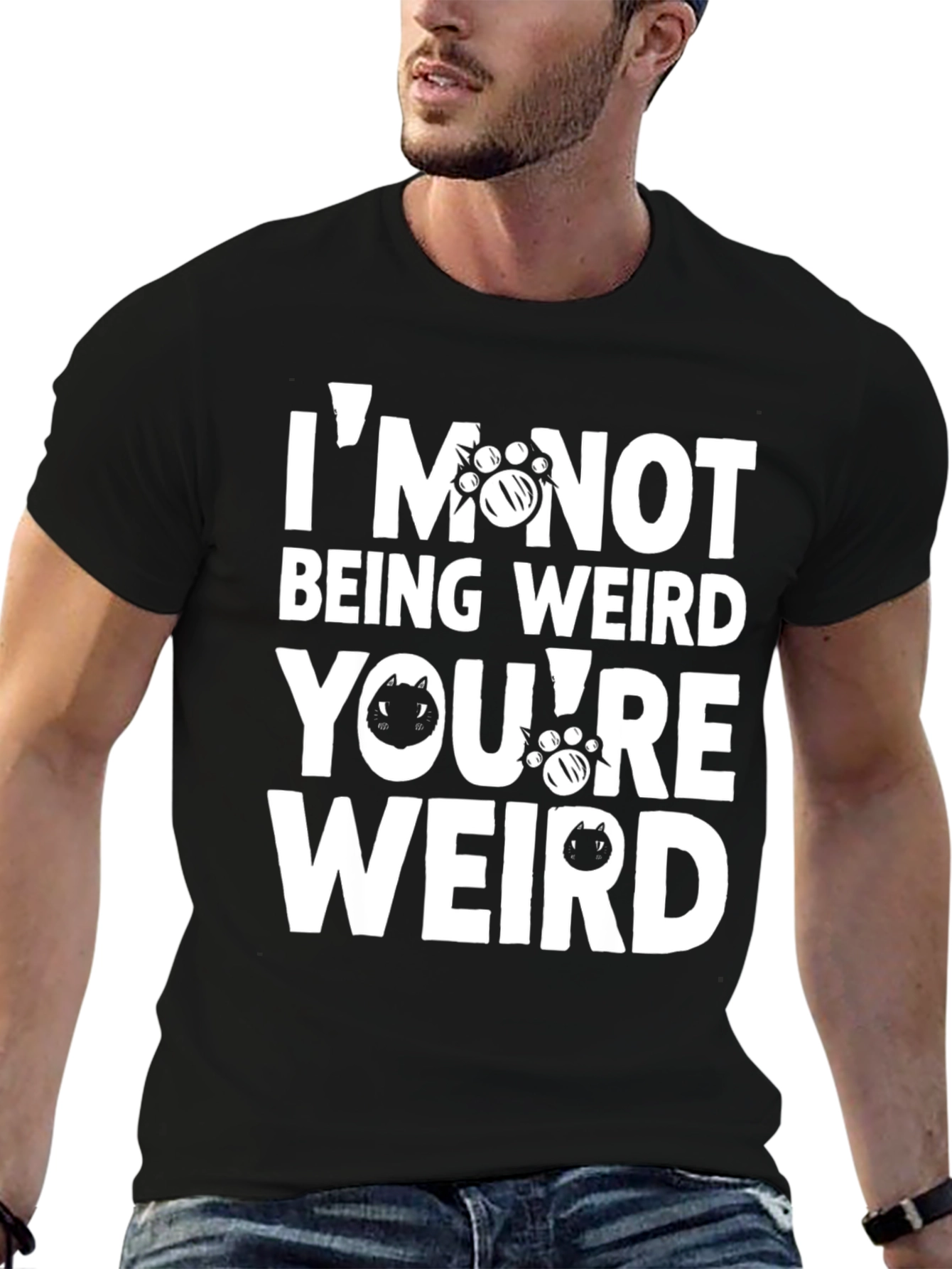 Funny Cat Lover Graphic T-Shirt - Im Not Being Weird